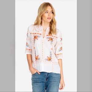 Johnny Was Uma Easy V-Neck Top (S)